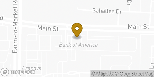 Map showing the location of Bank of America in Frisco, TX 75036