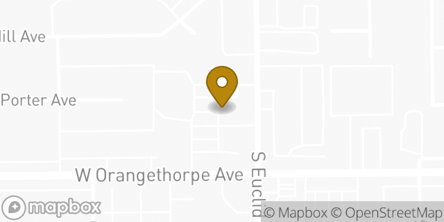 Map showing the location of Starbucks in Fullerton, CA 92832