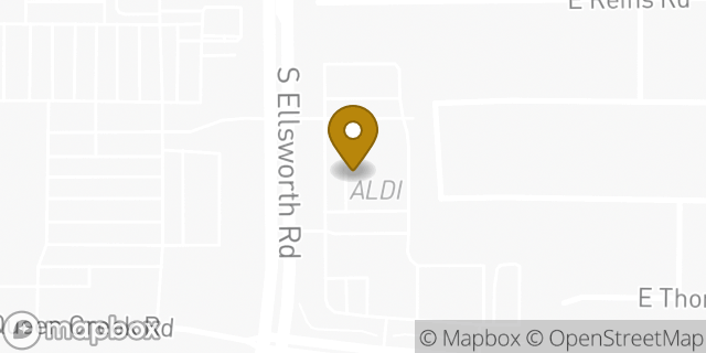 Map showing the location of Aldi in Queen Creek, AZ 85142