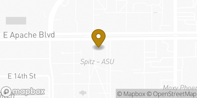 Map showing the location of Zoyo Neighborhood Yogurt in Tempe, AZ 85281
