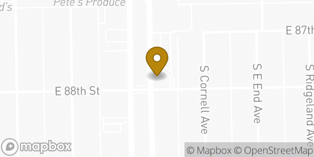 Map showing the location of Dunkin' in Chicago, IL 60617
