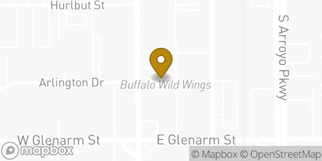Map showing the location of Buffalo Wild Wings in Pasadena, CA 91105