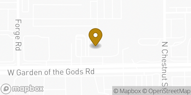 Map showing the location of AutoZone in Colorado Springs, CO 80907