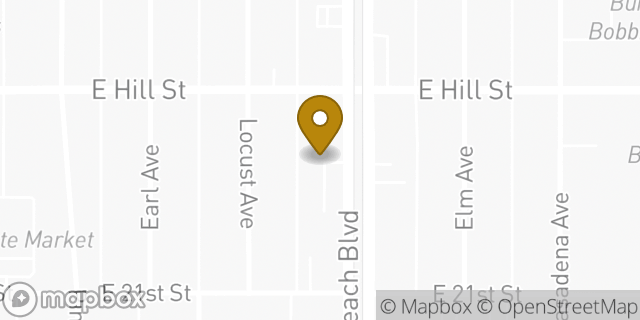 Map showing the location of Avis Car Rental in Long Beach, CA 90806