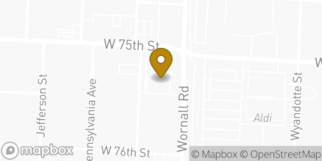 Map showing the location of Walgreens in Kansas City, MO 64114