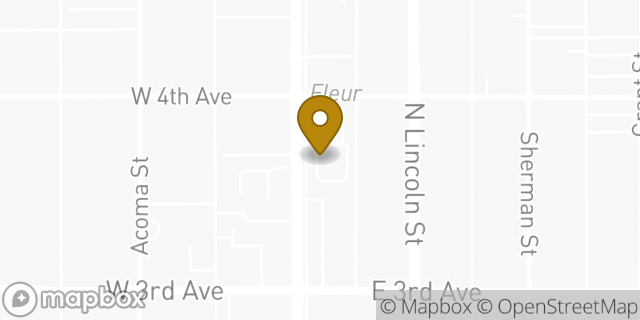 Map showing the location of Dunkin' in Denver, CO 80203