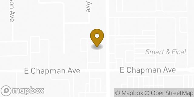 Map showing the location of Starbucks in Fullerton, CA 92831