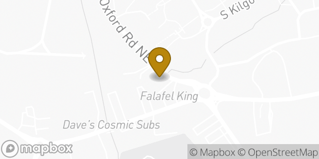 Map showing the location of Buffalo Wild Wings in Atlanta, GA 30307