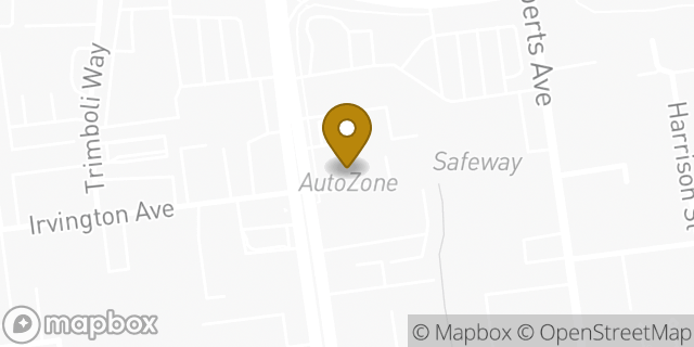 Map showing the location of AutoZone in Fremont, CA 94538