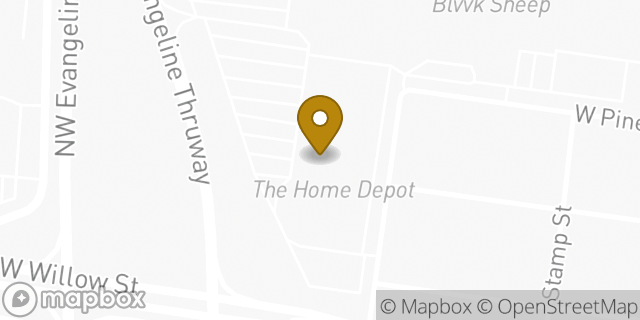 Map showing the location of The Home Depot in Lafayette, LA 70501