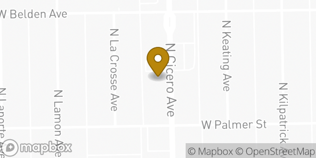 Map showing the location of AutoZone in Chicago, IL 60639