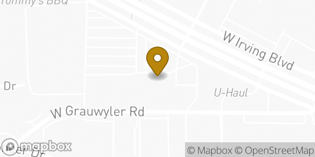 Map showing the location of Bank Of America in Irving, TX 75061