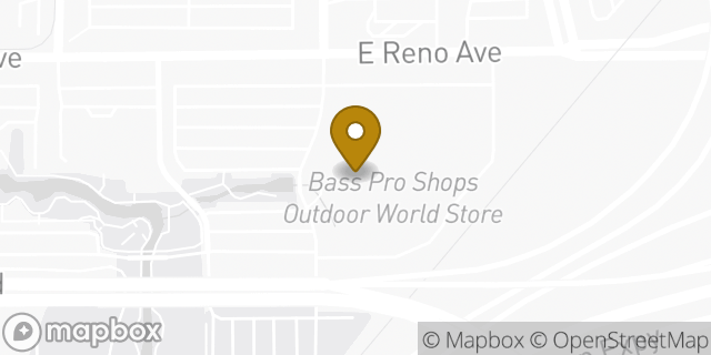 Map showing the location of Bass Pro Shops in Oklahoma City, OK 73104