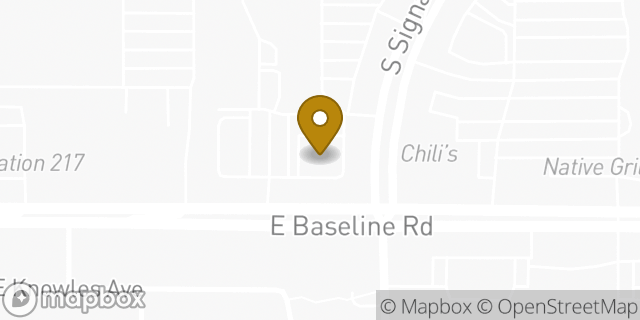 Map showing the location of Chase Bank in Mesa, AZ 85209
