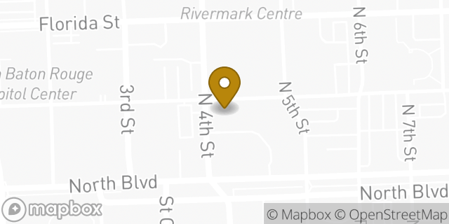 Map showing the location of Regions Bank in Baton Rouge, LA 70802