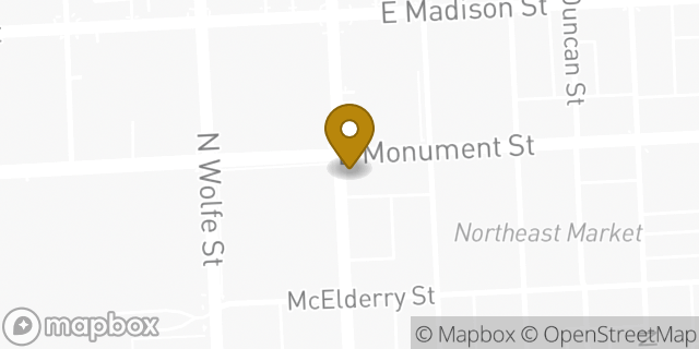 Map showing the location of Dunkin' in Baltimore, MD 21205