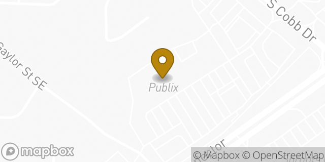 Map showing the location of Publix Pharmacy at Highland Station in Smyrna, GA 30080