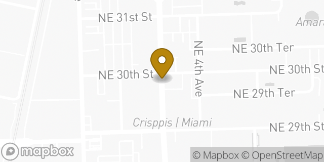 Map showing the location of Starbucks in Miami, FL 33137