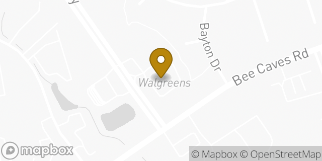 Map showing the location of ATM Walgreens in Bee Cave, TX