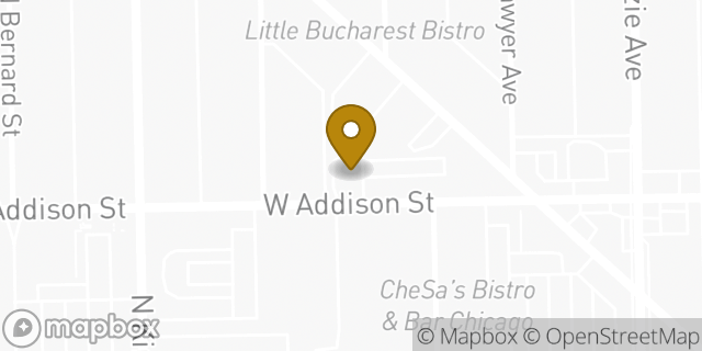Map showing the location of Dunkin' in Chicago, IL 60618