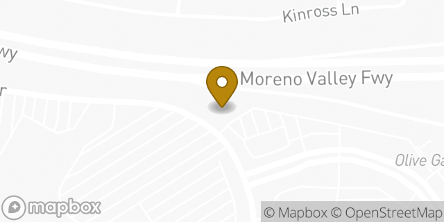 Map showing the location of Texas Roadhouse in Moreno Valley, CA 92553