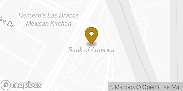 Map showing the location of Bank of America in Houston, TX 77095