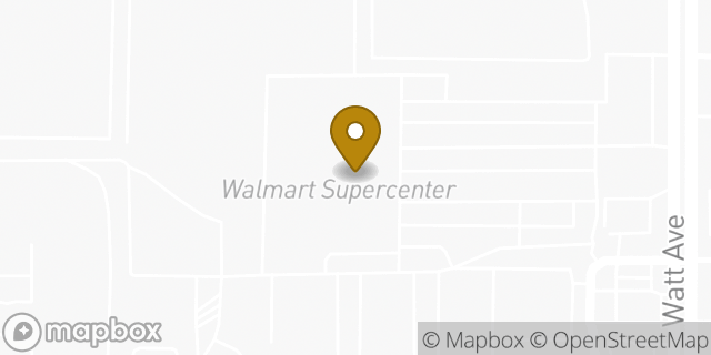 Map showing the location of Walmart in North Highlands, CA 95660