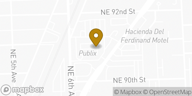 Map showing the location of Starbucks in Miami Shores, FL 33138