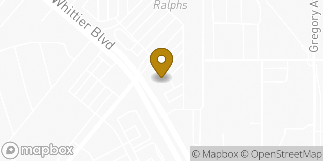Map showing the location of Chase Bank in Whittier, CA 90601