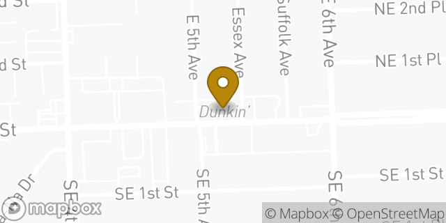 Map showing the location of Dunkin' in Hialeah, FL 33010