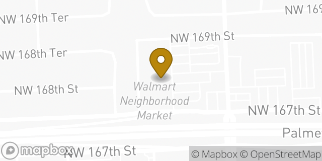 Map showing the location of Walmart Neighborhood Market in Miami Gardens, FL 33055