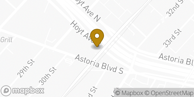 Map showing the location of Dunkin' in Astoria, NY 11102