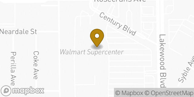 Map showing the location of Walmart in Paramount, CA 90723