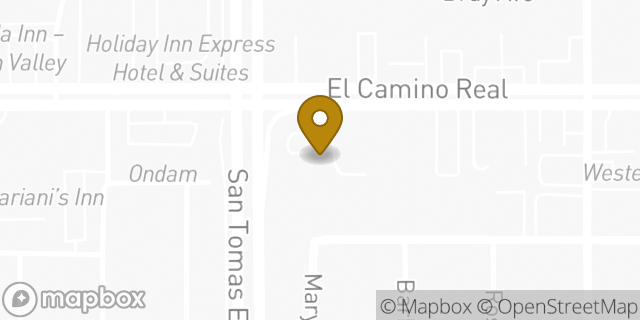 Map showing the location of Starbucks in Santa Clara, CA 95050