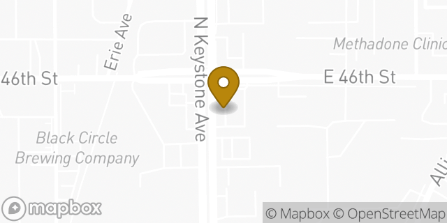 Map showing the location of Avis Car Rental in Indianapolis, IN 46205