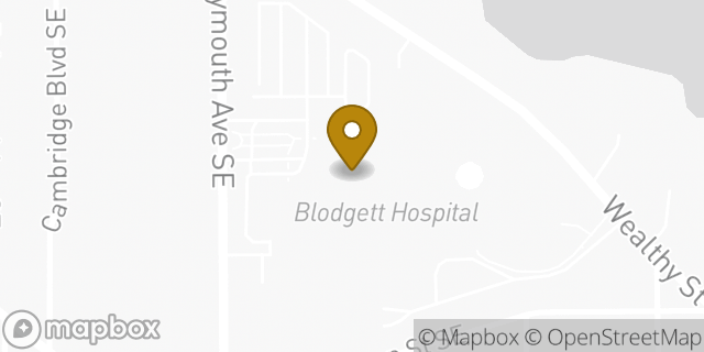 Map showing the location of Starbucks in Grand Rapids, MI 49506