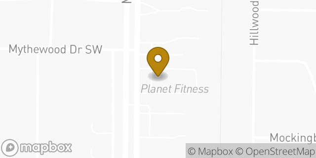 Map showing the location of Planet Fitness in Huntsville, AL 35803