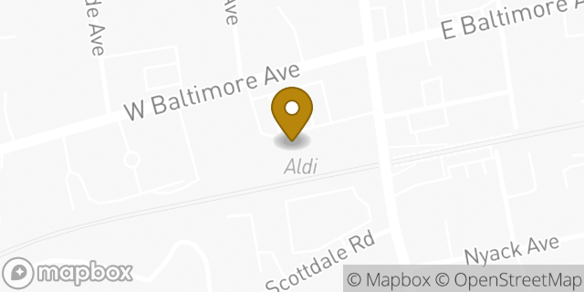 Map showing the location of Aldi in Lansdowne, PA 19050