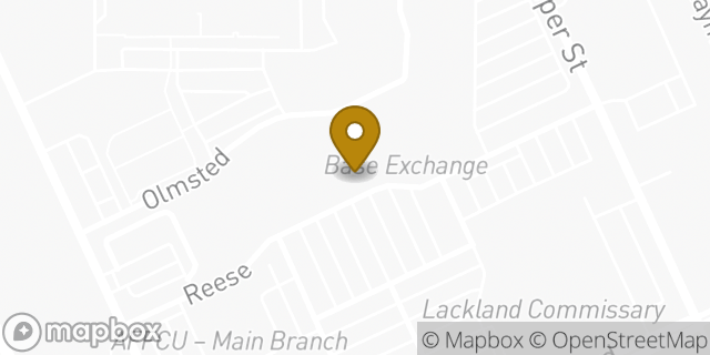 Map showing the location of Starbucks in Lackland, TX 78236