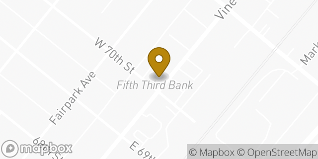 Map showing the location of Fifth Third Bank in Cincinnati, OH 45216