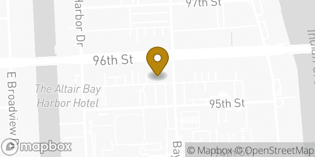 Map showing the location of Bank of America in Bay Harbor Islands, FL 33154
