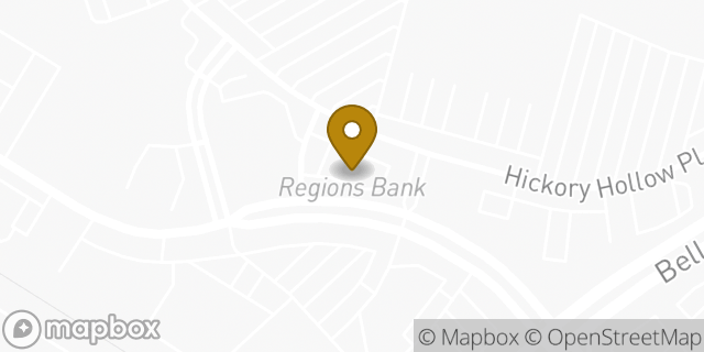 Map showing the location of Regions Bank in Antioch, TN 37013