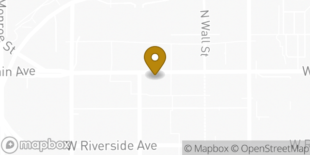 Map showing the location of Starbucks in Spokane, WA 99201