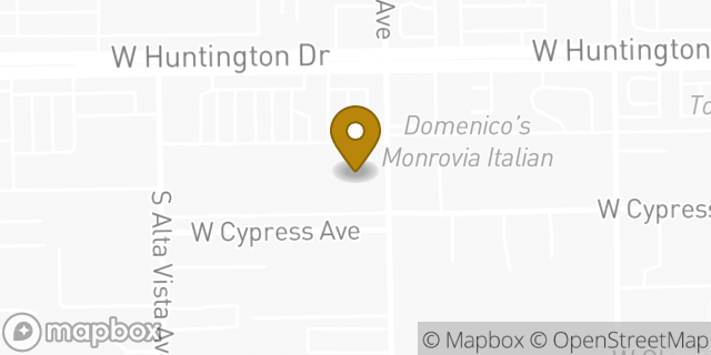 Map showing the location of AutoZone in Monrovia, CA 91016
