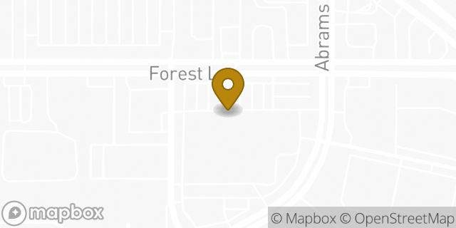 Map showing the location of AutoZone in Dallas, TX 75243