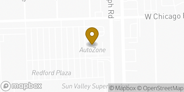 Map showing the location of AutoZone in Redford, MI 48239
