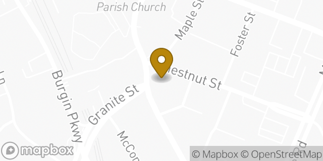 Map showing the location of Bank of America in Quincy, MA 02169