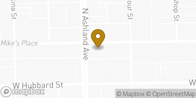 Map showing the location of Dunkin' in Chicago, IL 60642