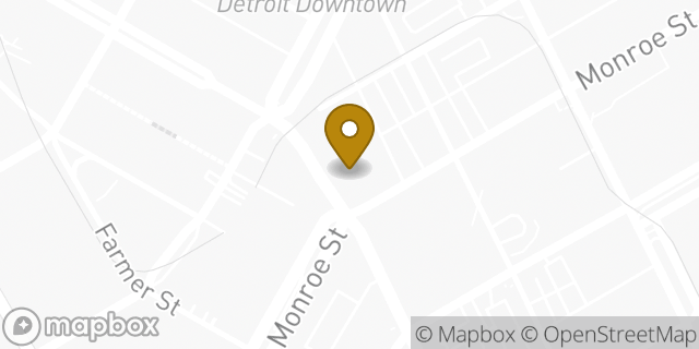 Map showing the location of Buffalo Wild Wings in Detroit, MI 48226