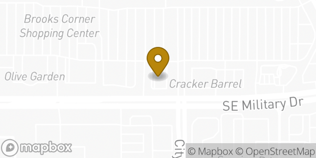Map showing the location of SE Military & City Base Landing in San Antonio, TX 78223